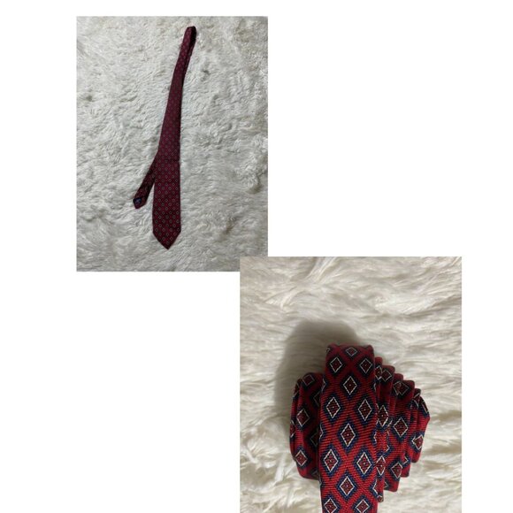 Vintage Polo Ralph Lauren X Saks Fifth Avenue Red Geometric Tie (EUC) - Picture 2 of 3